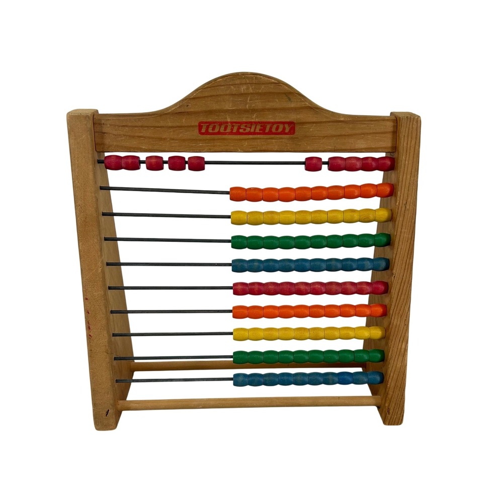 Vintage TootsieToy Wooden Abacus Beads Counter‎ Toy Educational Learning